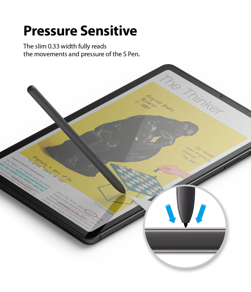 pressure sensitive - the slim 0.33mm width fully reads the movements and pressure of the s pen