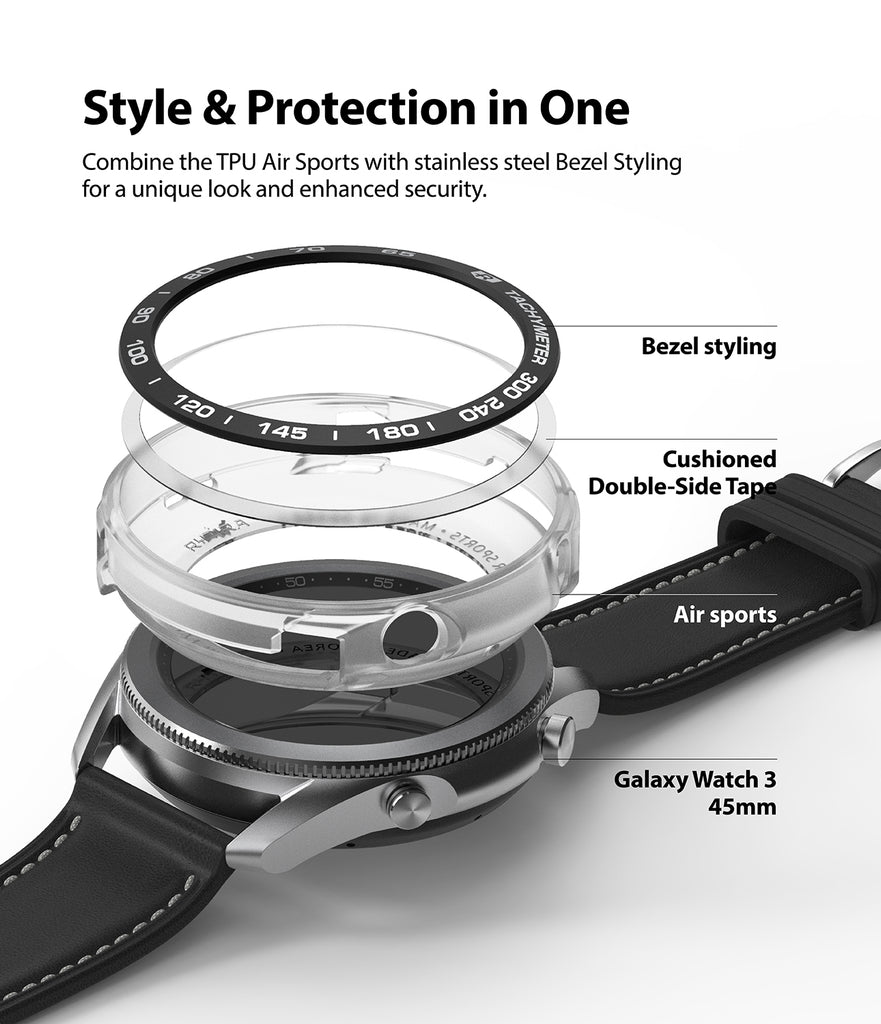 combine the TPU and Air Sports with stainless steel Bezel Styling for a unique look and enhance security