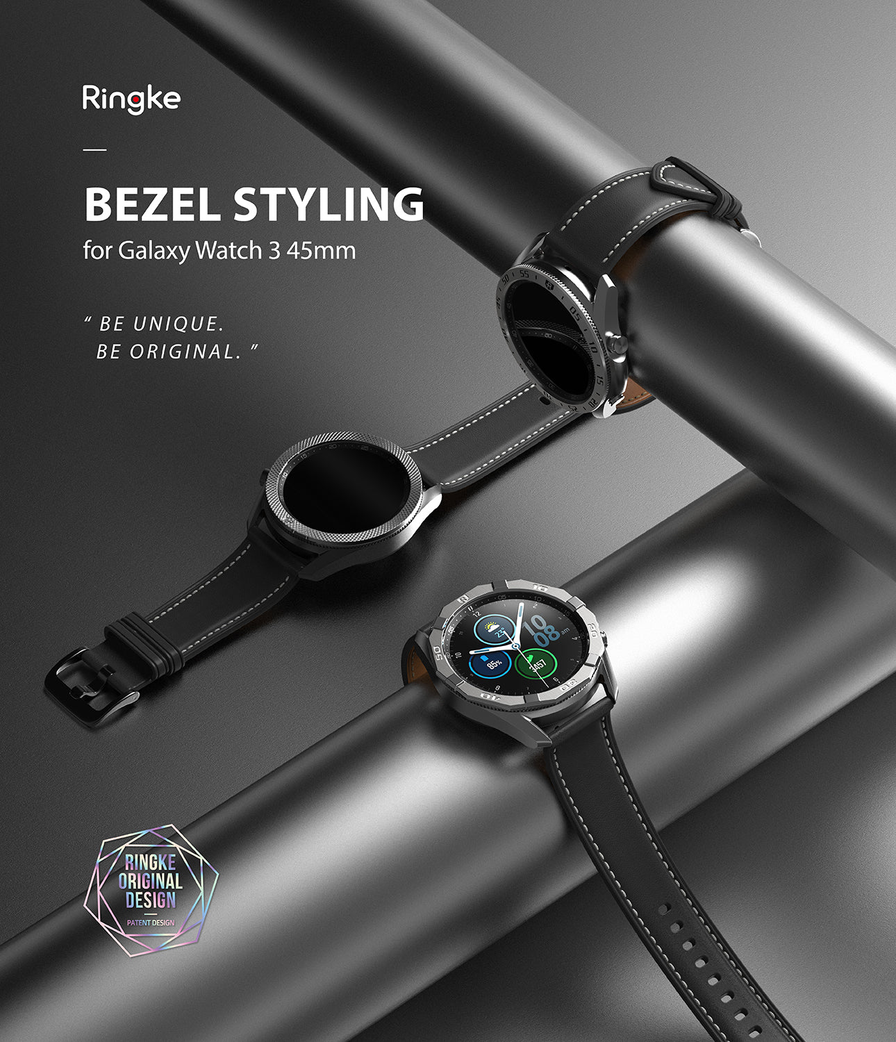 ringke bezel styling for galaxy watch 3 45mm - 20 silver
