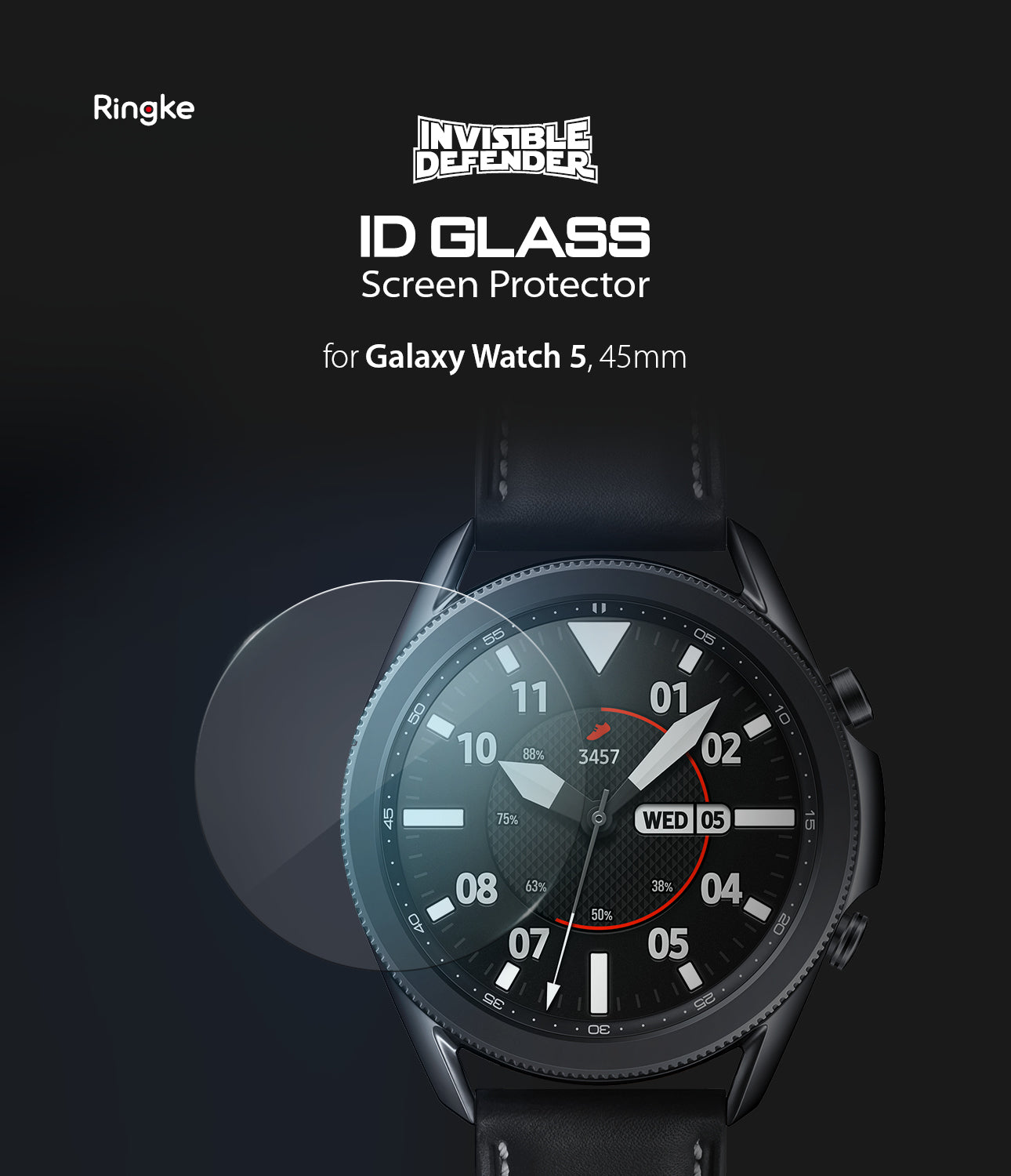 ringke invisible defender tempered glass screen protector for samsung galaxy watch 3 45mm