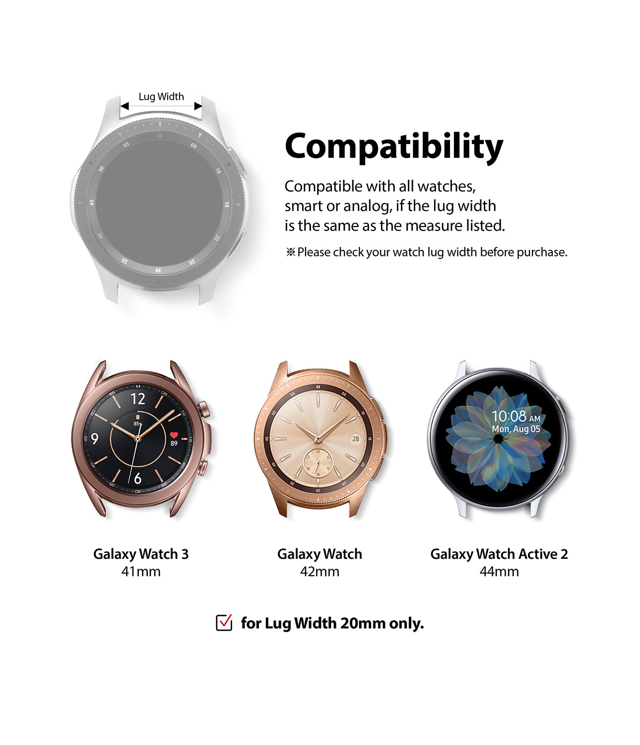 ringke metal one band black for watch lug 20mm