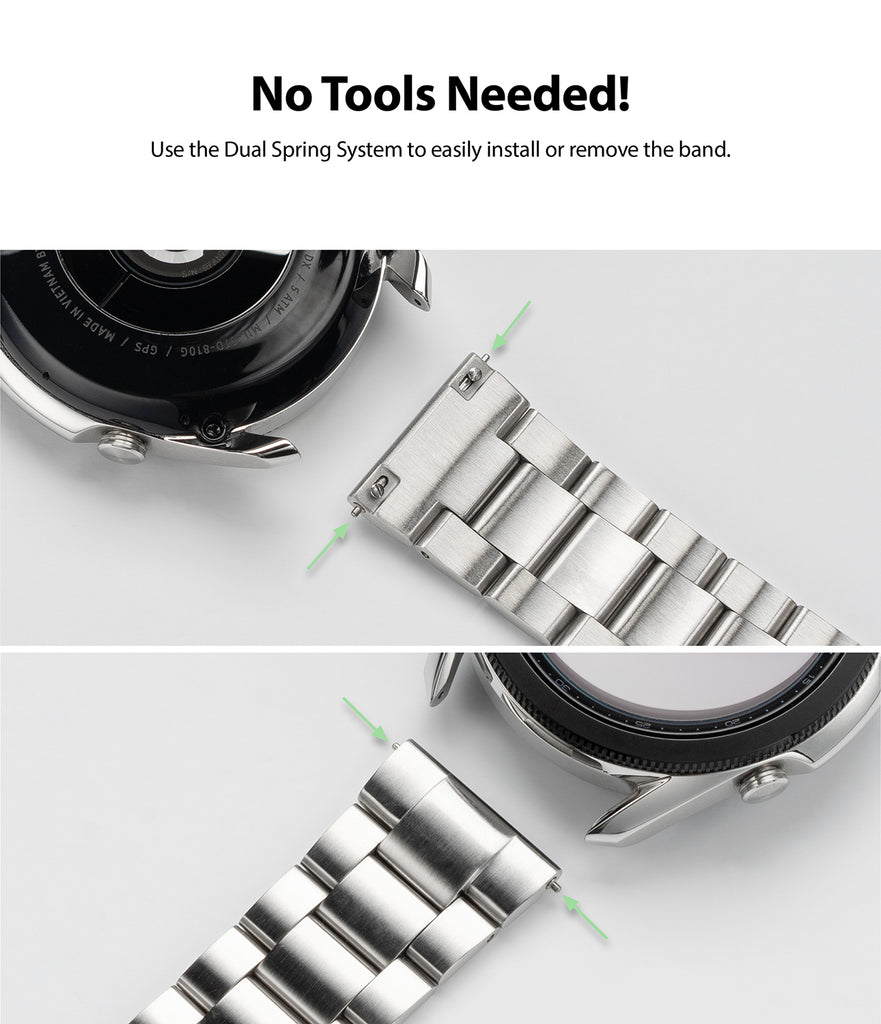 use the dual spring system to easily install or remove the band