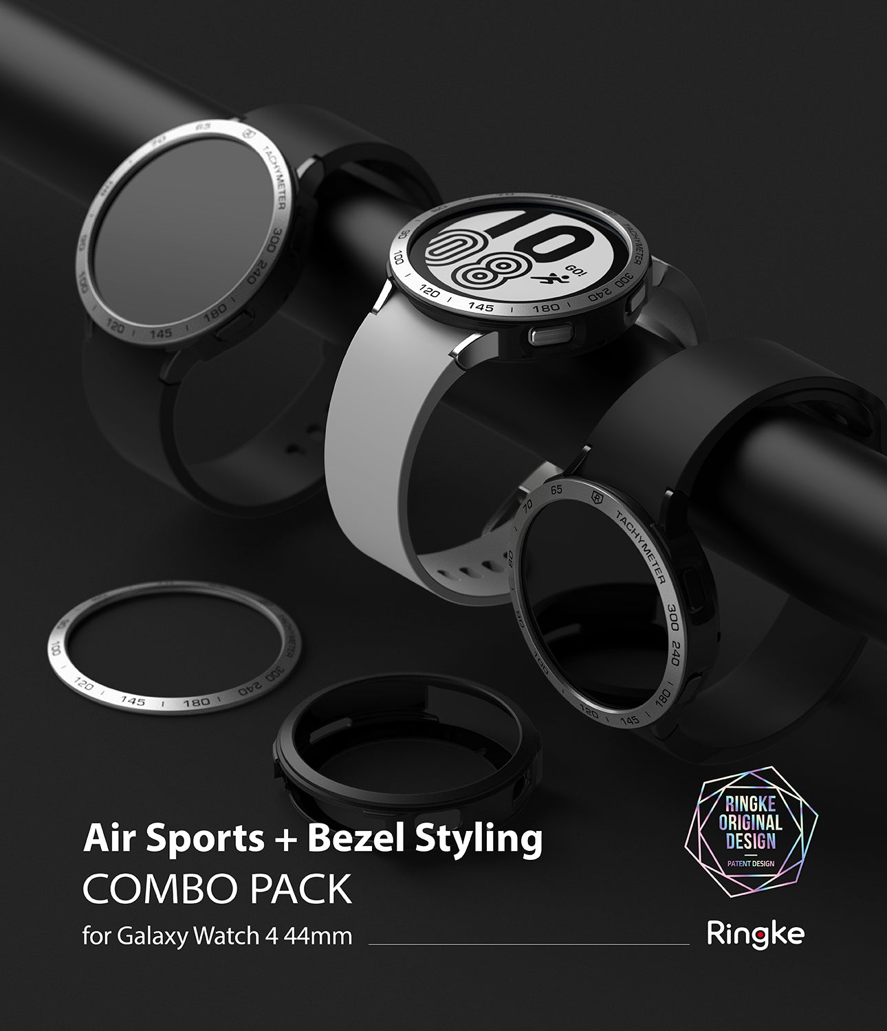 Galaxy Watch 4 44mm Air Sports Black Bezel Styling 10 Ringke