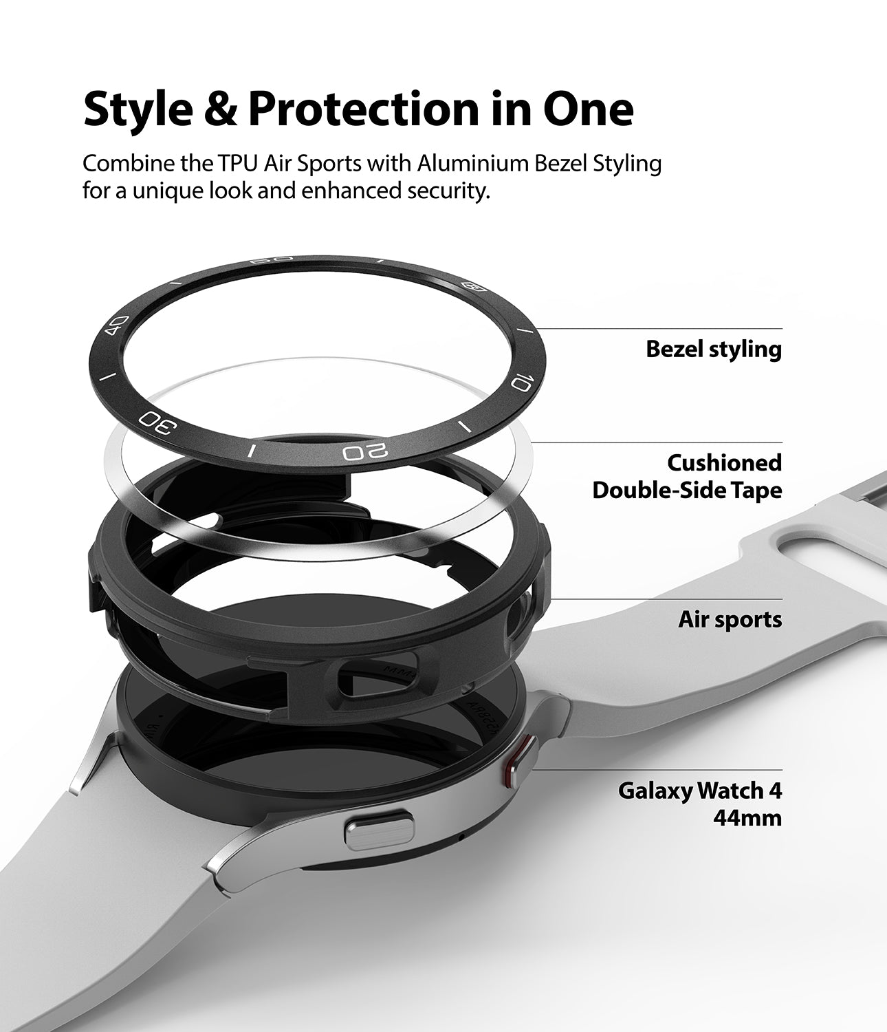 Galaxy Watch 4 44mm | Air Sports Black + Bezel Styling 11 - Ringke Official Store