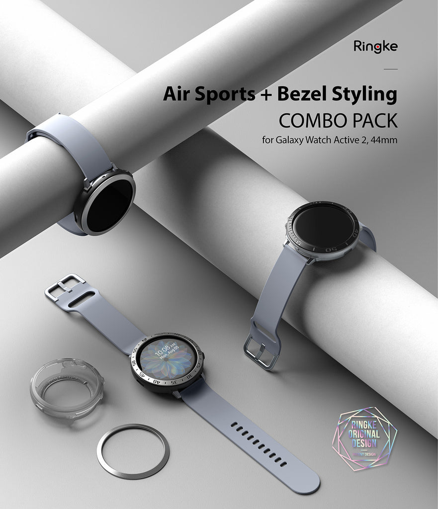 galaxy watch active 2 case air sports + bezel styling combo : matte clear + 20