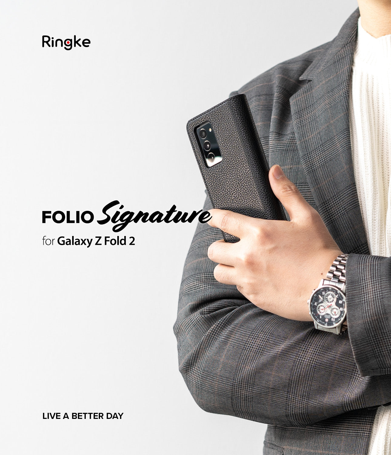galaxy z fold 2 case - ringke signature folio standard black