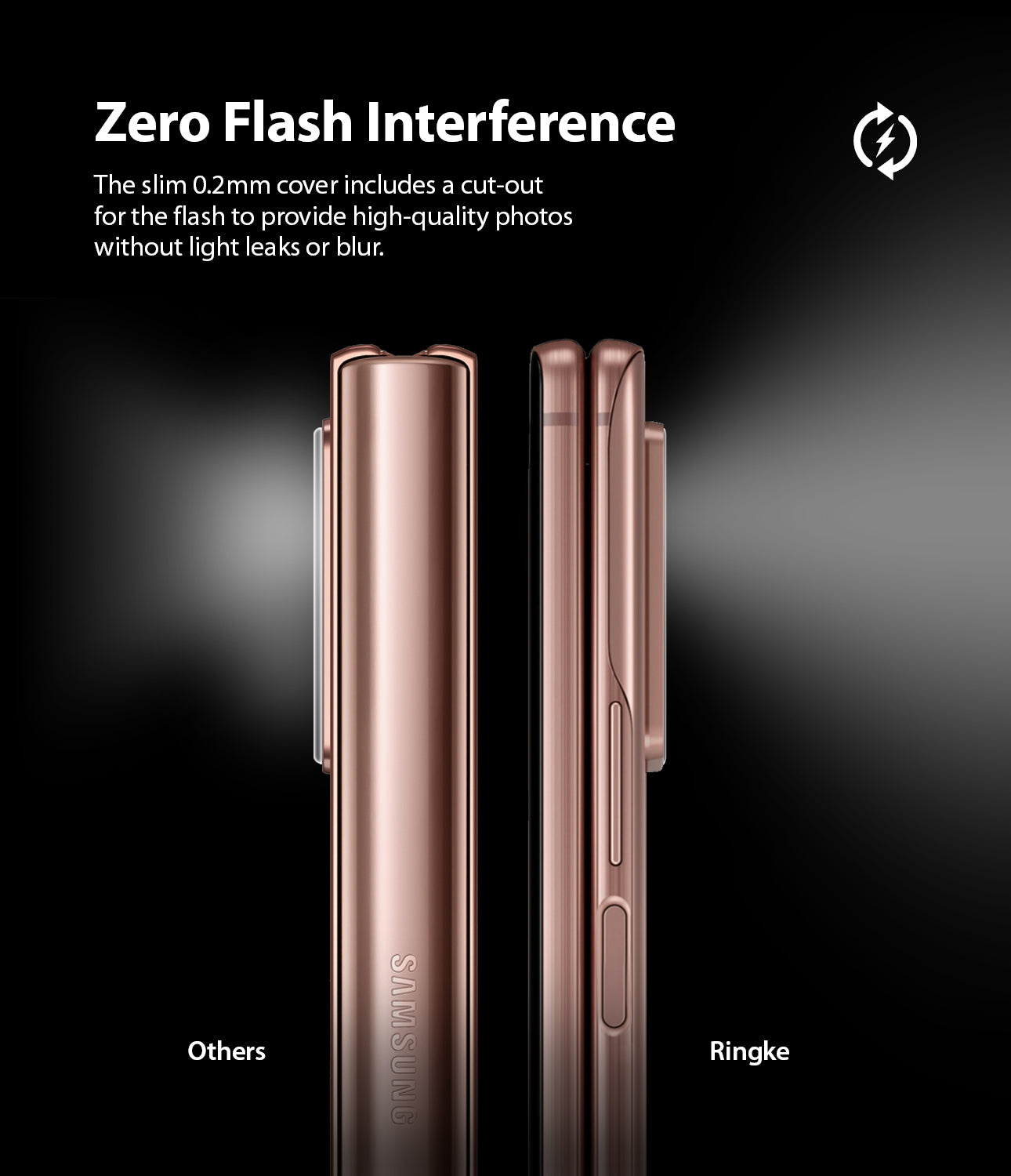 the slim 0.2mm cover includes a cut-out for the flash to provide high-quality pictures without light leaks or blur