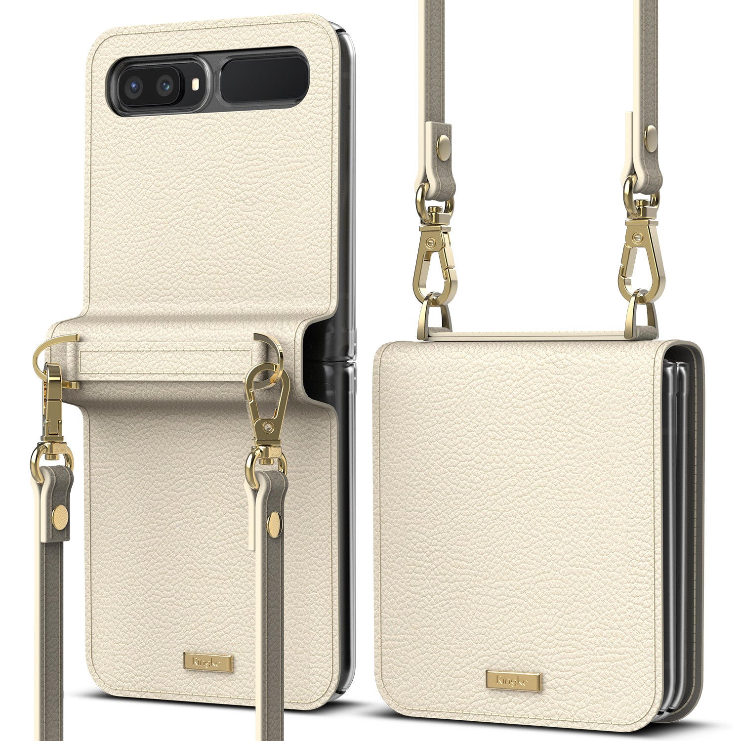 ringke galaxy z flip case - folio signature cream beige