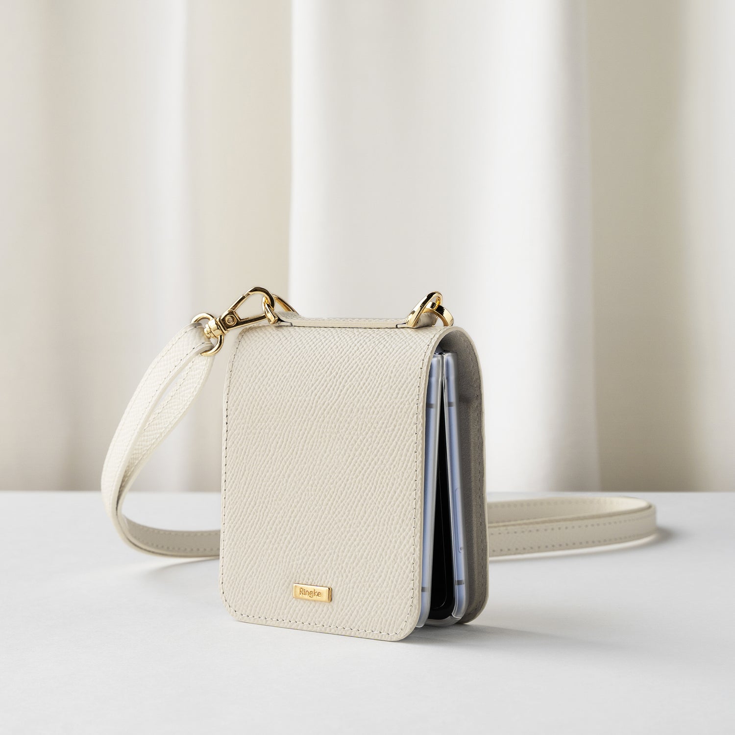 ringke galaxy z flip case - folio signature cream beige