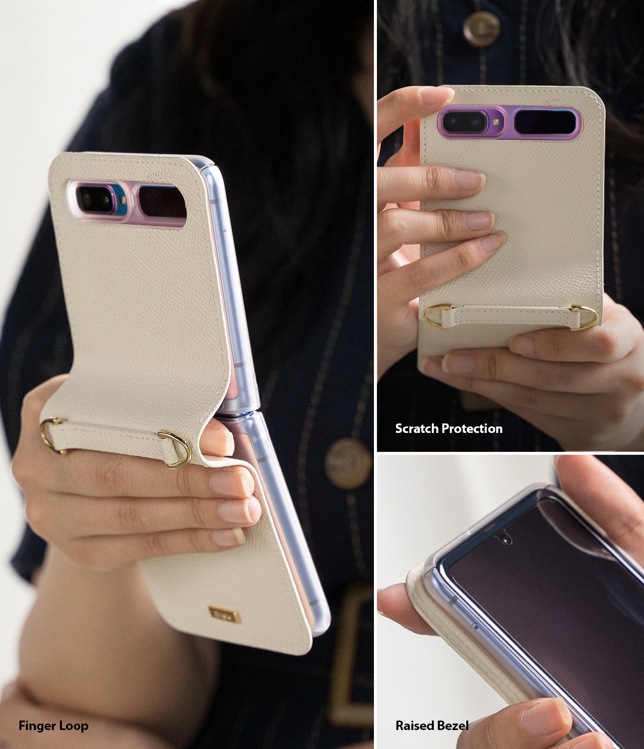 ringke galaxy z flip case - folio signature cream beige