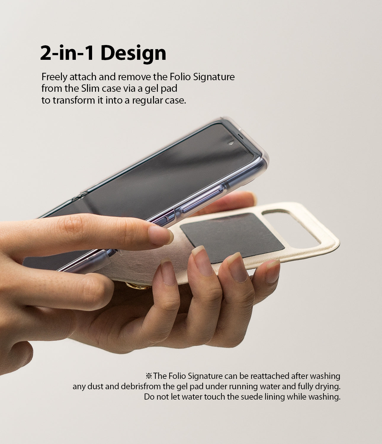 attach and remove the folio signature from the slim case via a gel pad to transform it into a regualr case