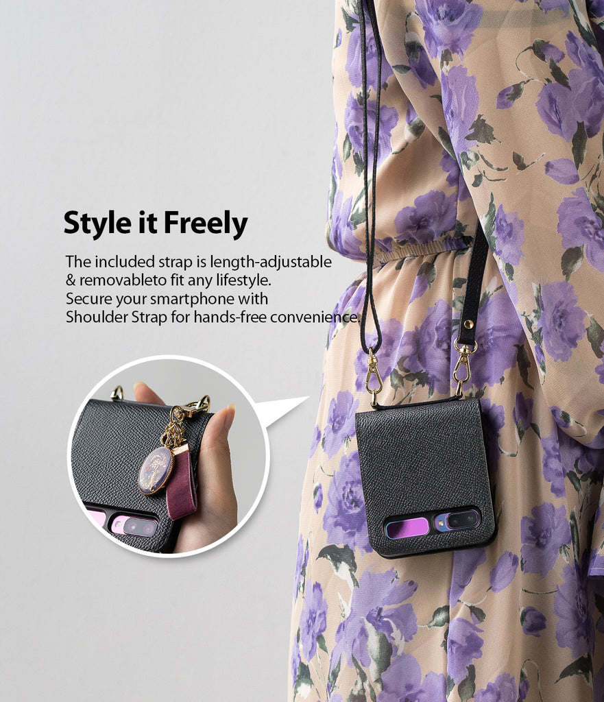 the included strap is lengh-adjustable and removable to fit any lifestyle. Secure your smartphone with shoulder strap for hands-free convenience