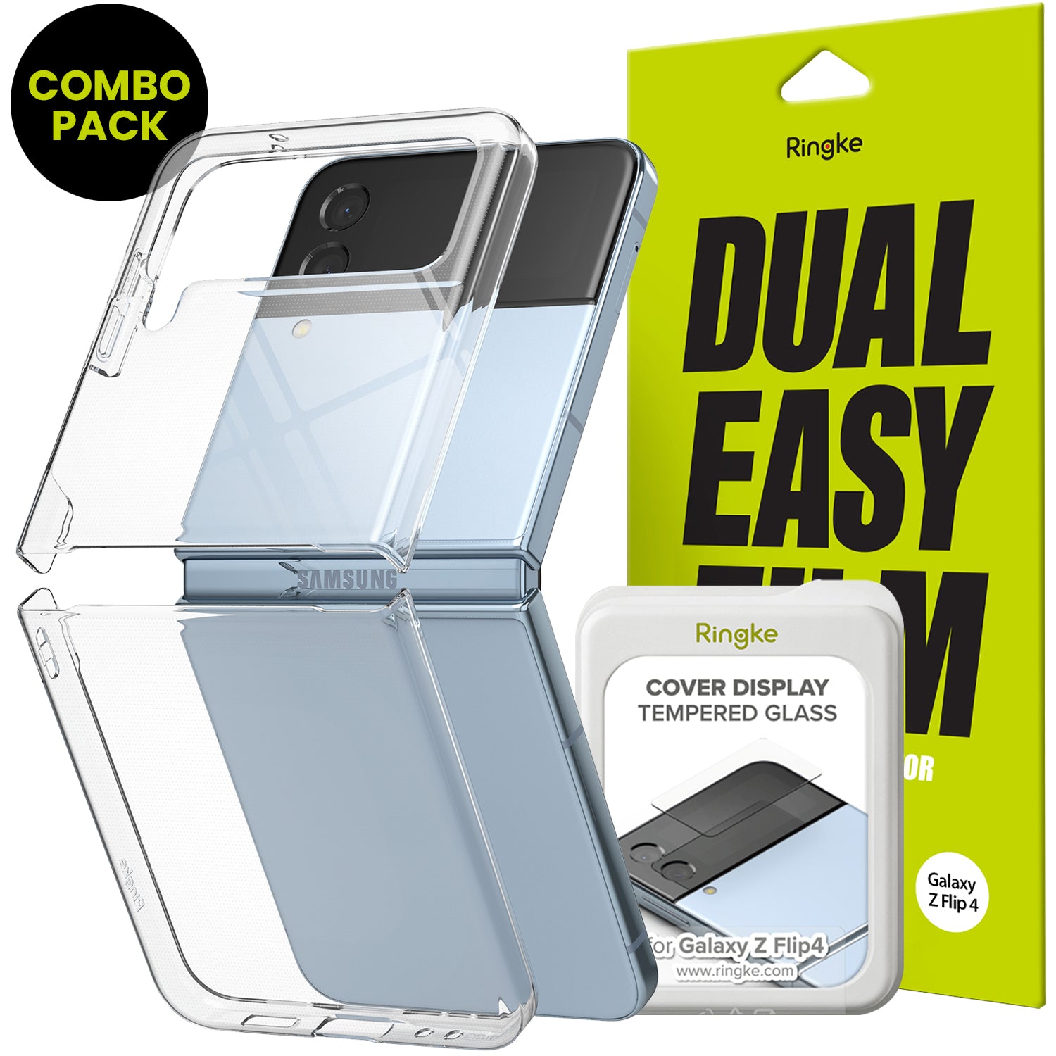 Galaxy Z Flip 4 Combo | Case + Screen Protector + Cover Display Glass