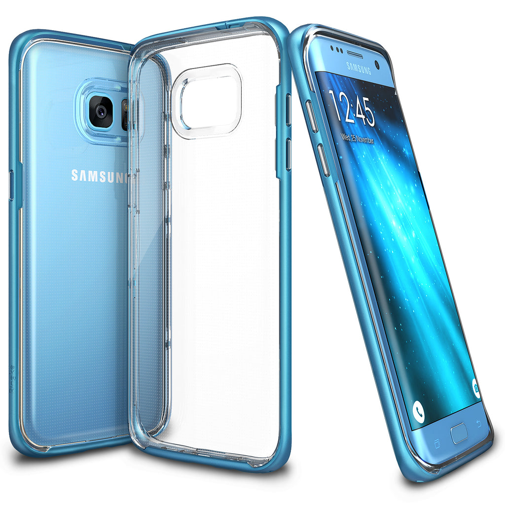 ringke frame clear back advanced bumper protection cover case for galaxy s7 edge ocean blue