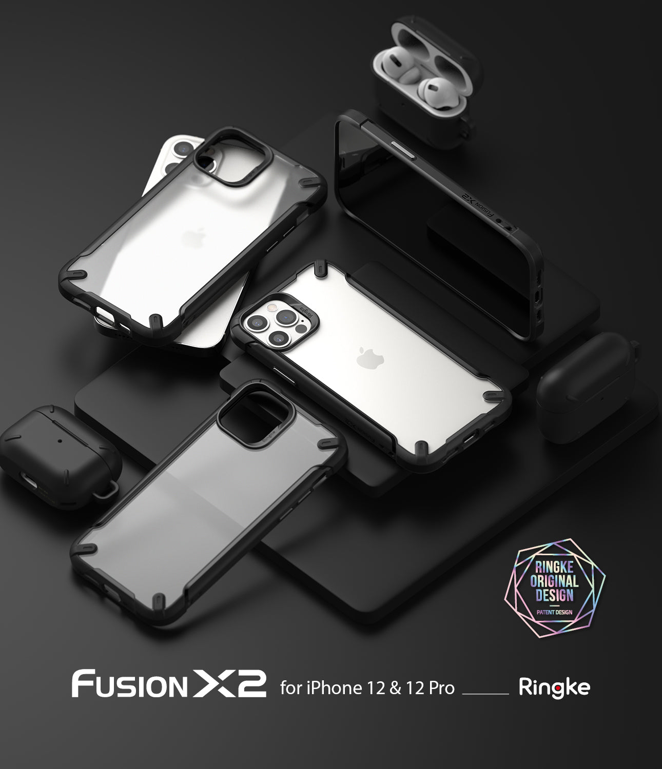 iphone 12 case, iphone 12 case, ringke fusion-x2 black