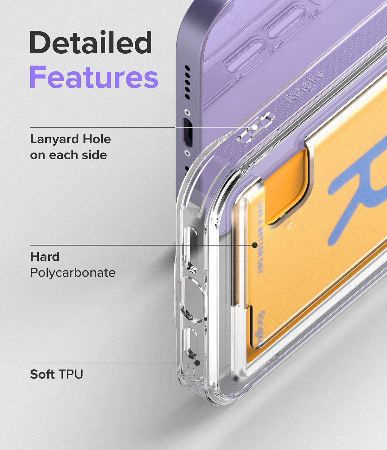 iPhone 12 / 12 Pro Case | Fusion Card - Detailed Features. Lanyard Hole on each side. Hard Polycarbonate. Soft TPU.