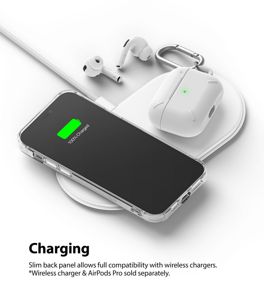 slim back panel allows full compatibility with wireless charging