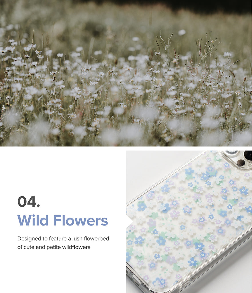 iPhone 13 Pro Max Case | Fusion Design - Wild Flowers. Designed to feature a lush flowerbed of cute and petite wildflowers