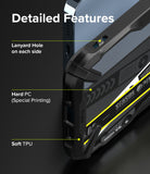 iPhone 13 Pro Case | Fusion-X Design - Detailed Features. Lanyard hole on each side. Hard PC (Special Printing). Soft TPU