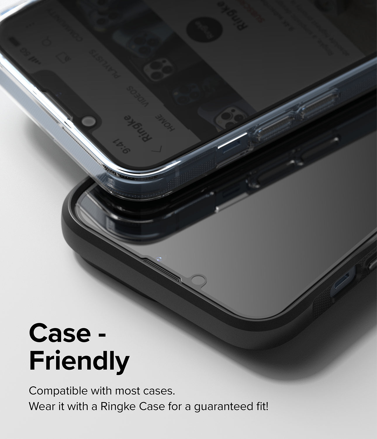 iPhone 14 / 13 Pro / 13 Screen Protector | Privacy Glass - Case-Friendly. Compatible with most cases. Wear it with a Ringke Case for a guaranteed fit!