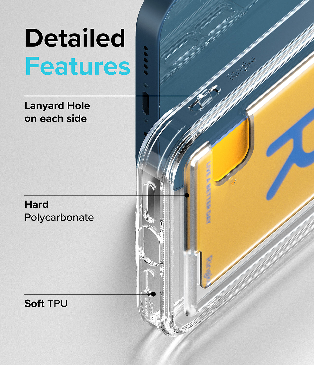 iPhone 13 Case | Fusion Card - Detailed features. Lanyard hole on each side. Hard polycarbonate. Soft TPU