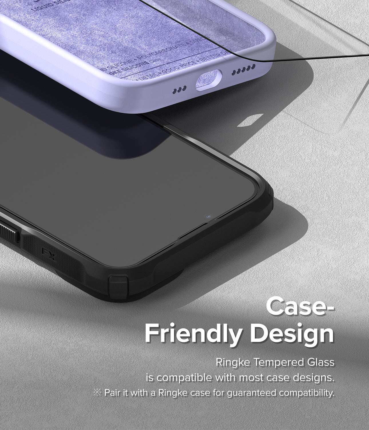 iPhone 14 Plus / 13 Pro Max Screen Protector | Full Cover Glass - Case-Friendly Design. Ringke Tempered Glass is compatible with most case designs. Pair it with a Ringke case for guaranteed compatibility.