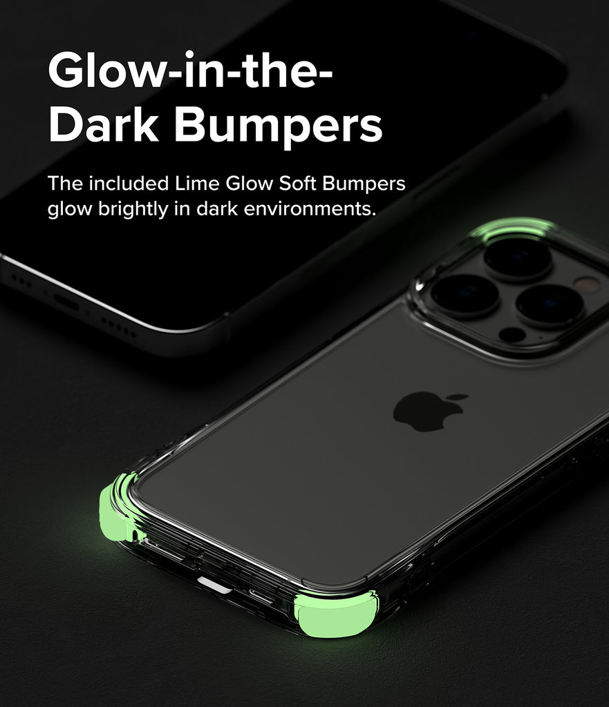 Glow-in-the-Dark Bumpers - The included Lime Glow Soft Bumpers glow brightly in dark environments.