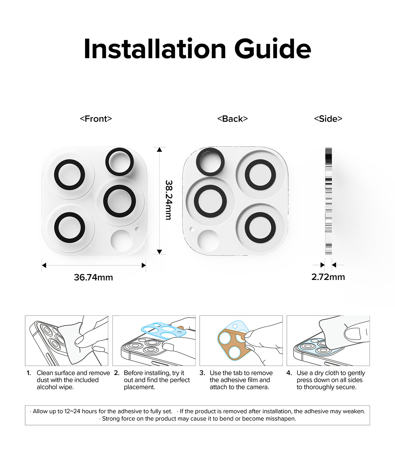iPhone 14 Pro Max / 14 Pro | Camera Protector Glass [3 Pack] - Installation Guide