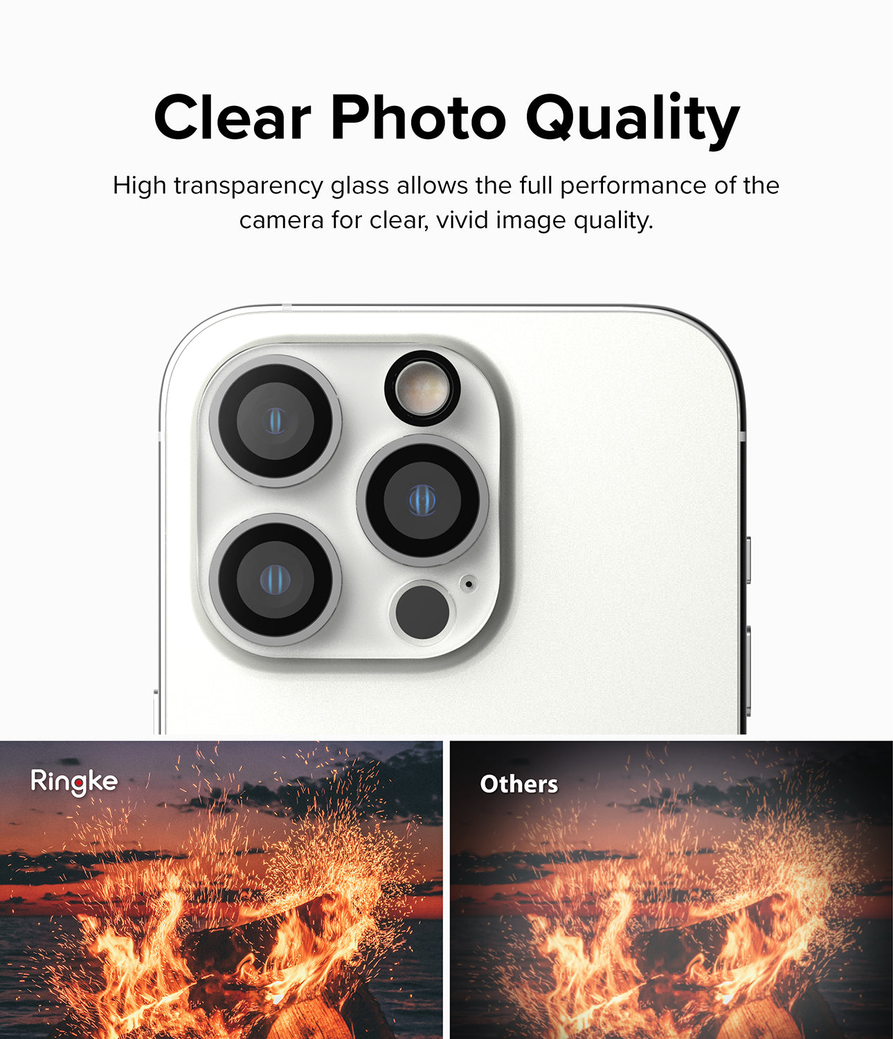 iPhone 14 Pro Max / 14 Pro | Camera Protector Glass [3 Pack] - Clear Photo Quality. High transparency glass allows the full performance of the camera for clear, vivid image quality.