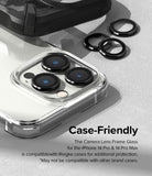 iPhone 14 Pro Max / 14 Pro | Camera Lens Frame Glass - Case-Friendly. May not be compatible with other brand phone cases.