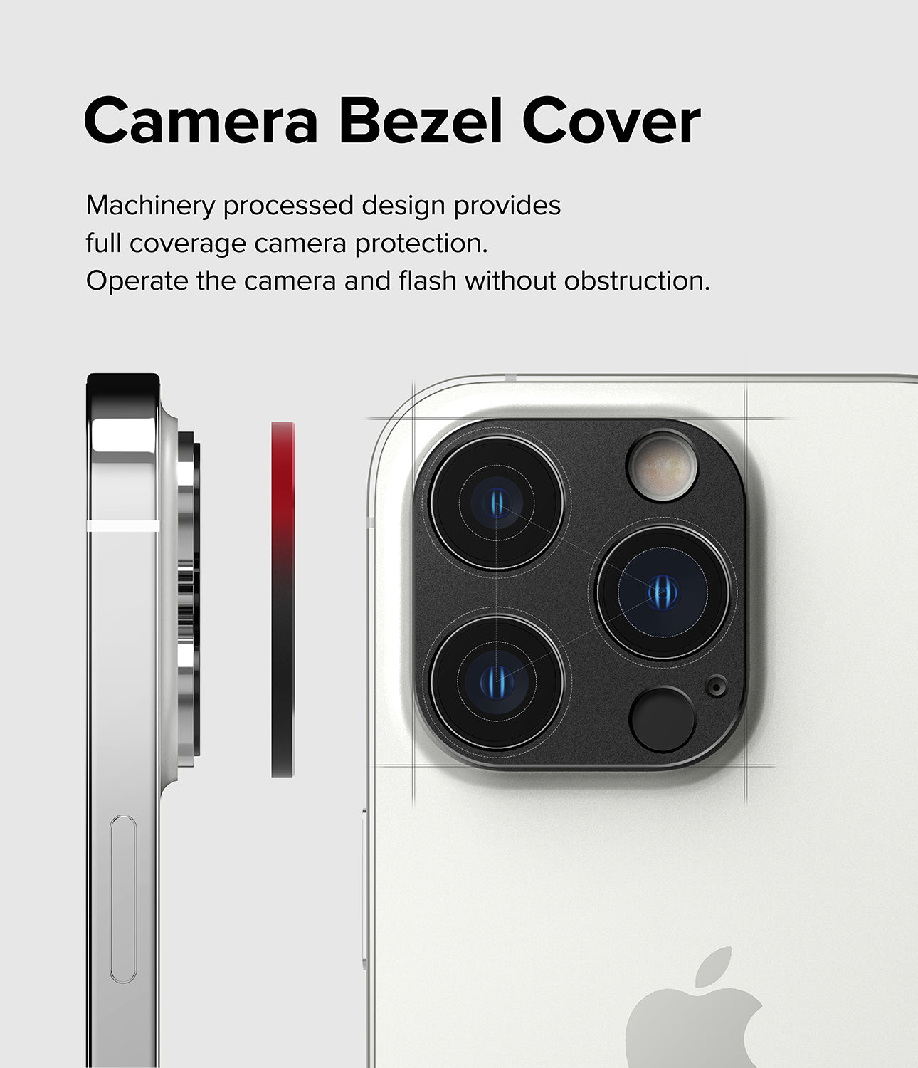 iPhone 14 Pro Max / 14 Pro | Camera Styling - Camera Bezel Cover. Machinery processed design provides full coverage camera protection. Operate the camera and flash without obstruction.