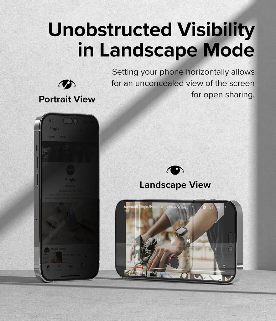 iPhone 14 Pro Screen Protector | Privacy Glass - Unobstructed Visibility in Landscape Mode