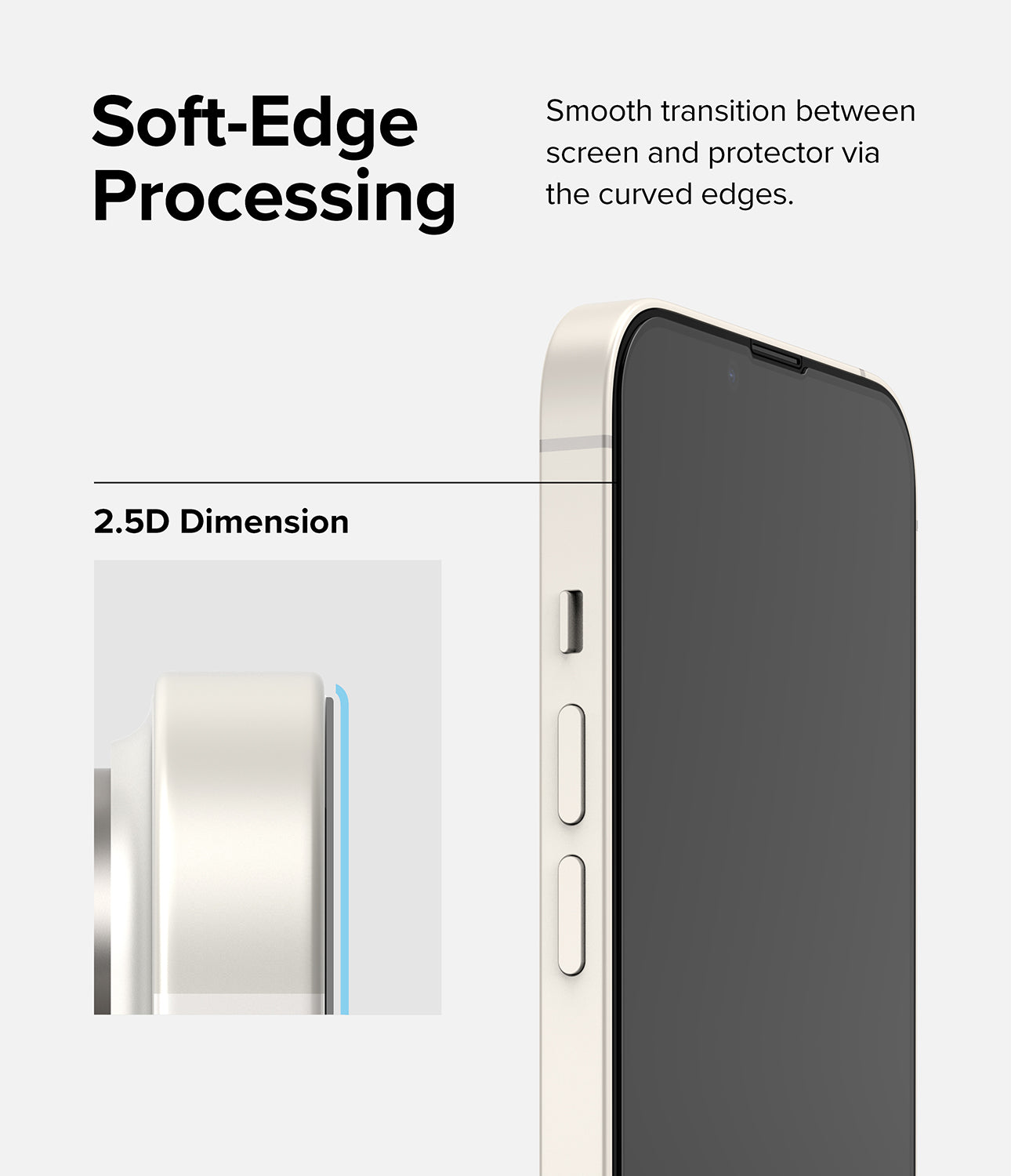 iPhone 14 / 13 Pro / 13 Screen Protector | Full Cover Glass - Soft-Edge Processing. Smooth transition between screen and protector via the curved edges.