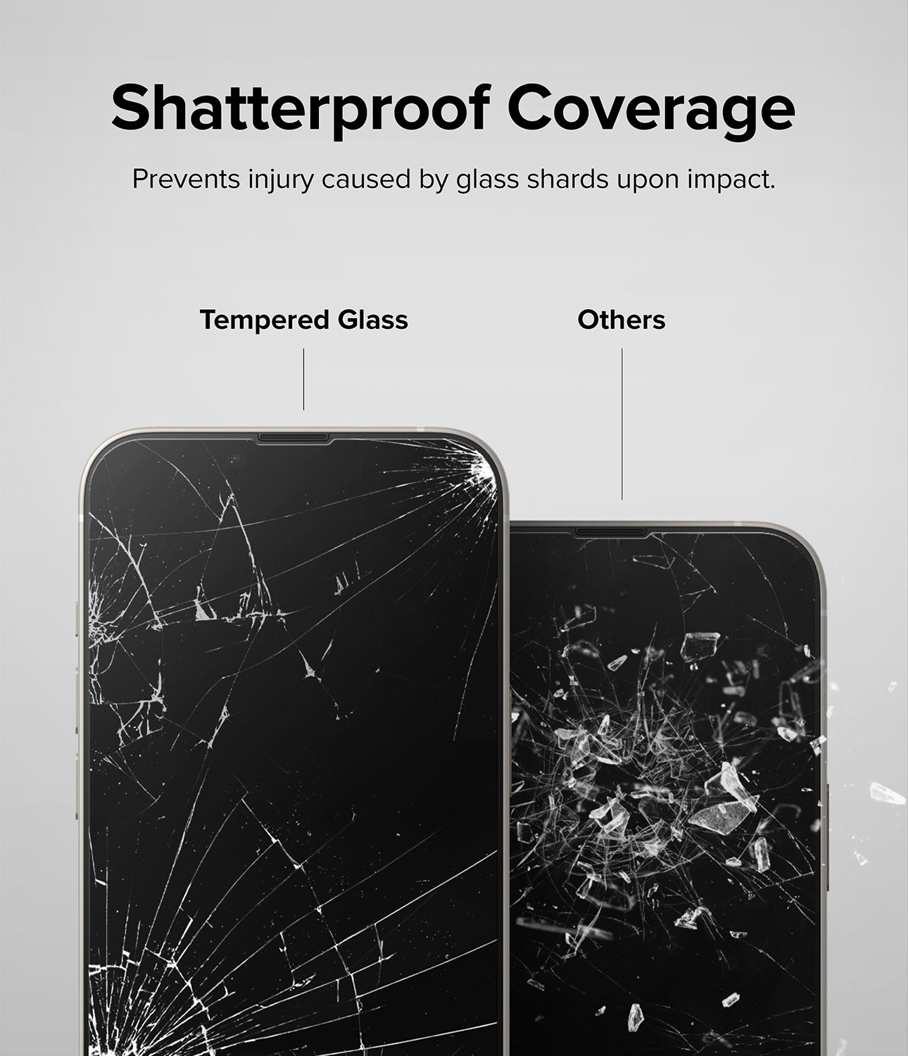 iPhone 14 / 13 Pro / 13 Screen Protector | Full Cover Glass - Shatterproof Coverage. Prevents injury caused by glass shards upon impact.