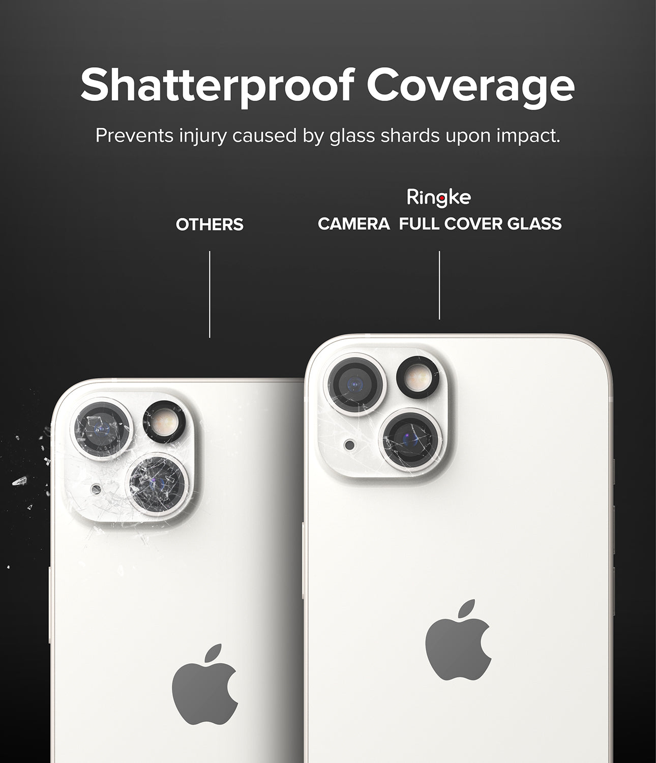 iPhone 14 Plus / 14 | Camera Protector Glass [3 Pack] - Shatterproof Coverage. Prevents injury caused by glass shards upon impact.