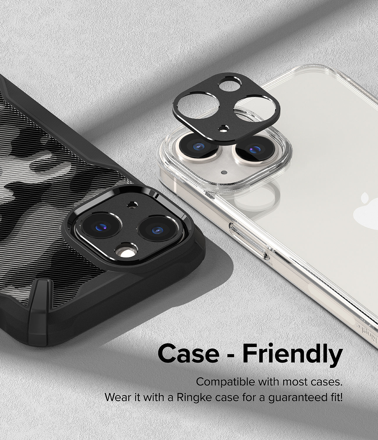 iPhone 14 Plus / 14 | Camera Styling - Case Friendly. Compatible with most cases. Wear it with a Ringke case for a guaranteed fit.