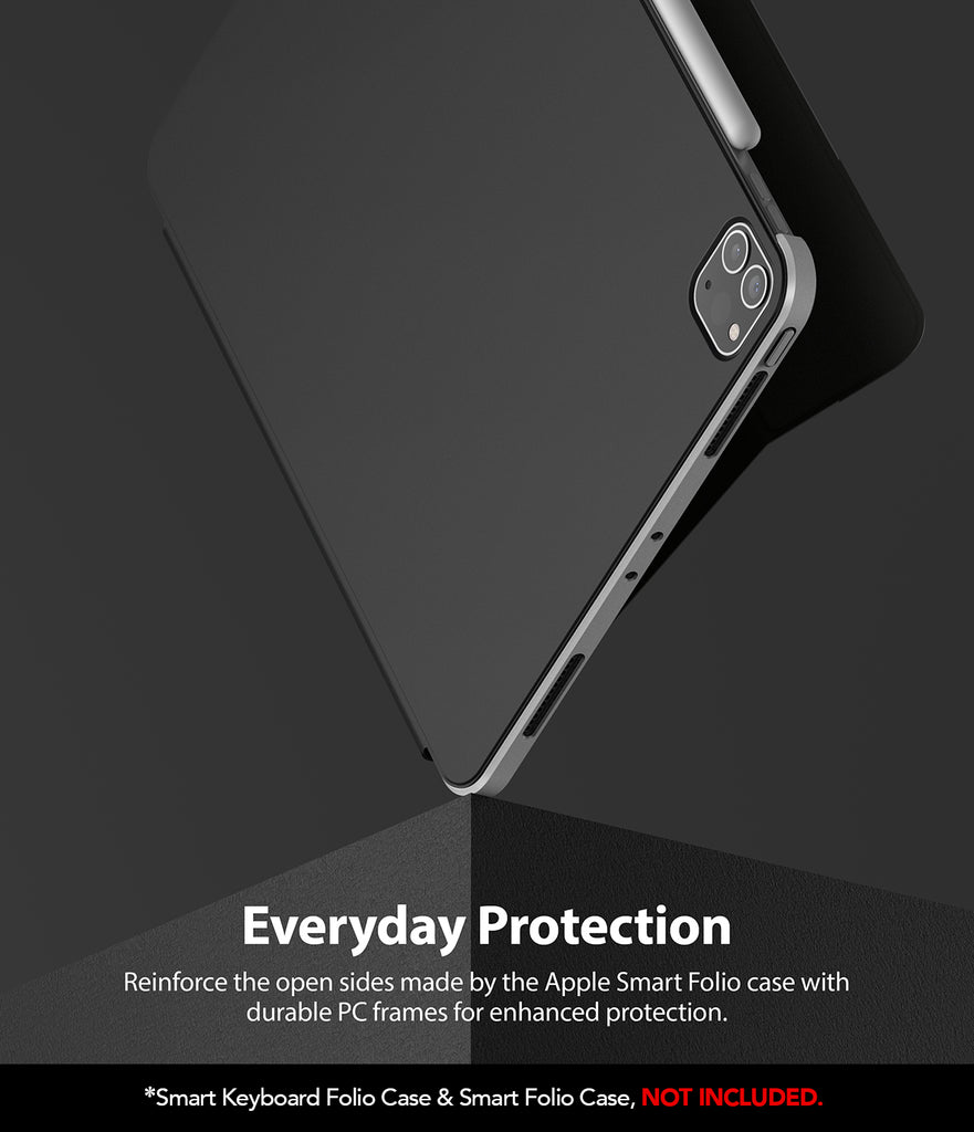 reinforce the open sides made by the apple smart folio case with durable pc frames for enhanced protection