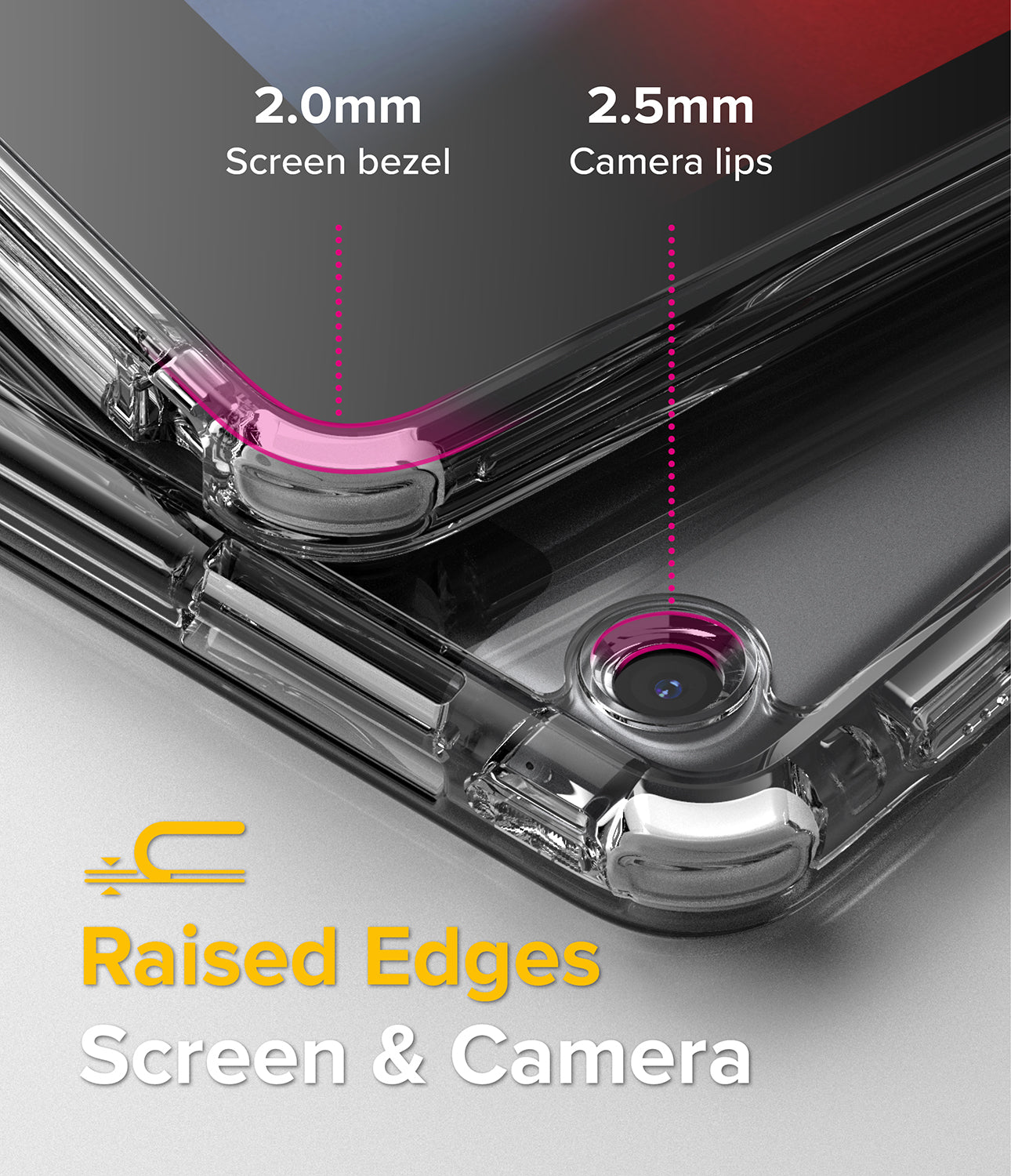 Raised screen & camera edges