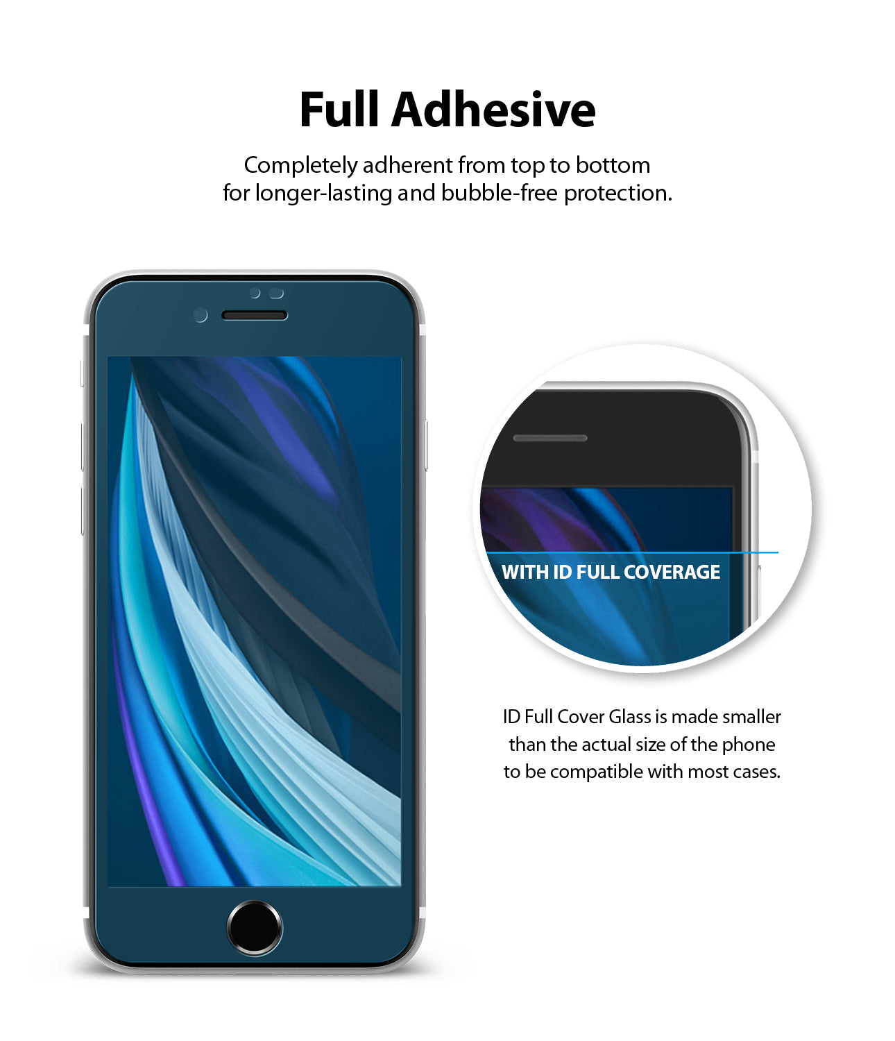 thumbnail image 2 of Full Coverage Tempered Glass Screen Protector For IPhone SE 2022 (5G/SE 3), Also Compatible With IPhone 7/8/SE 2020 - White 2 of 6
