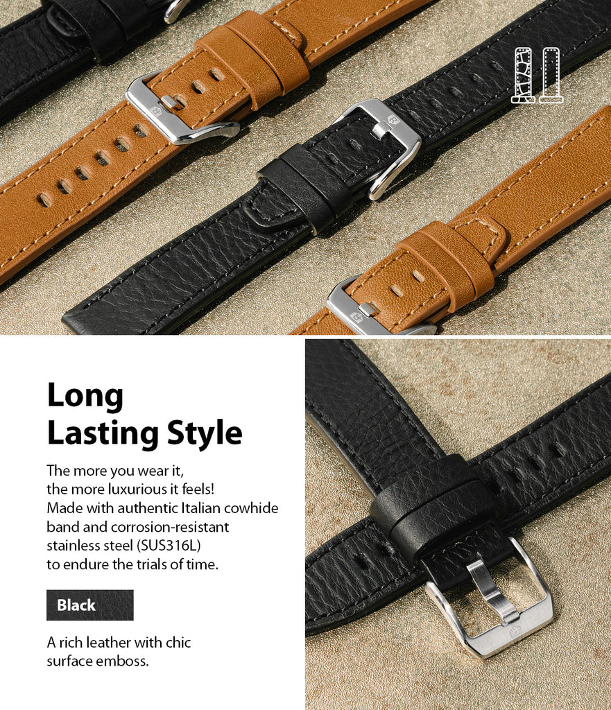 long lasting style - made with authentic italian cowhide band and corrosion resistnat stainless steel to endure the trials of time