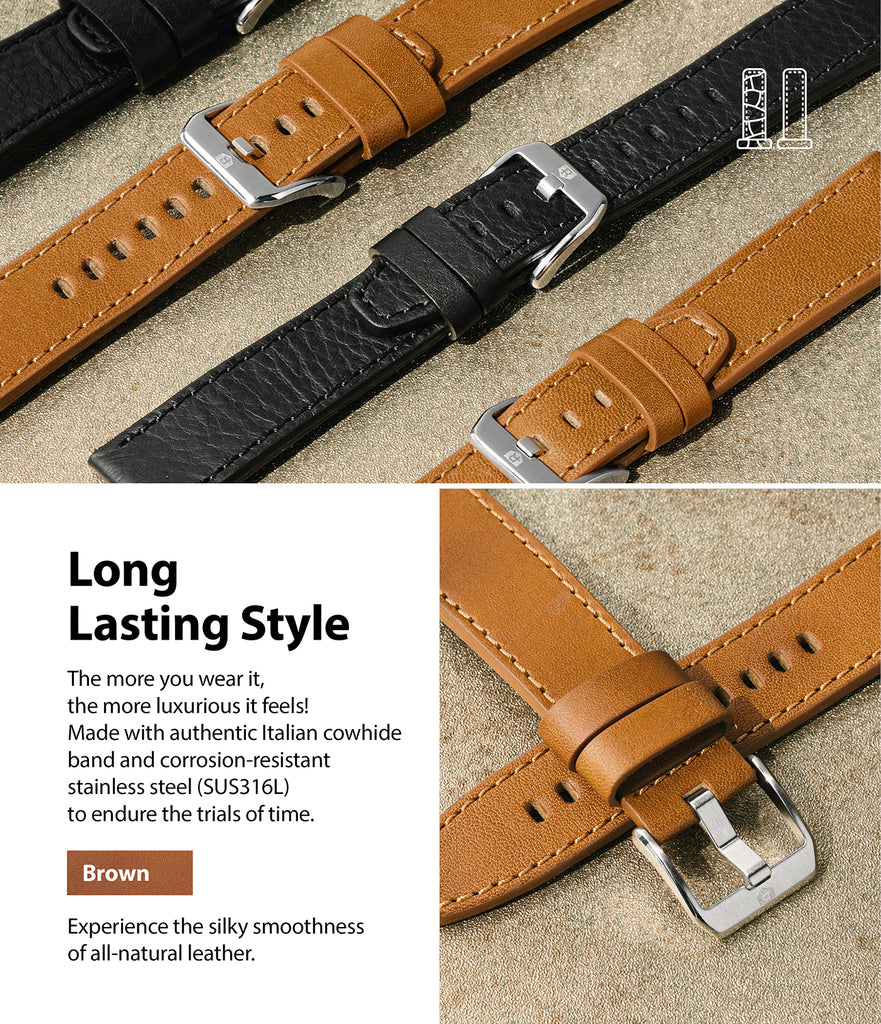 long lasting style - made with authentic italian cowhide band and corrosion resistnat stainless steel to endure the trials of time