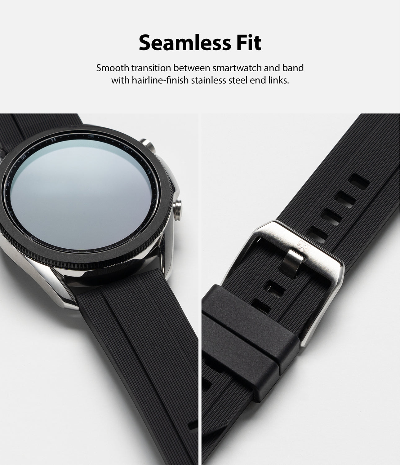 seamless fit - smooth transition between smartwatch and band with hairline-finish stainless steel end links