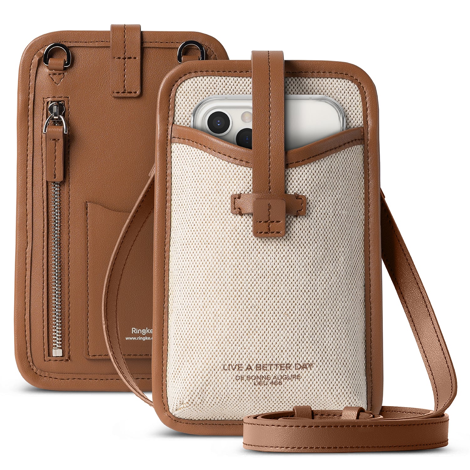 ringke mini cross bag wallet for smartphones - brown
