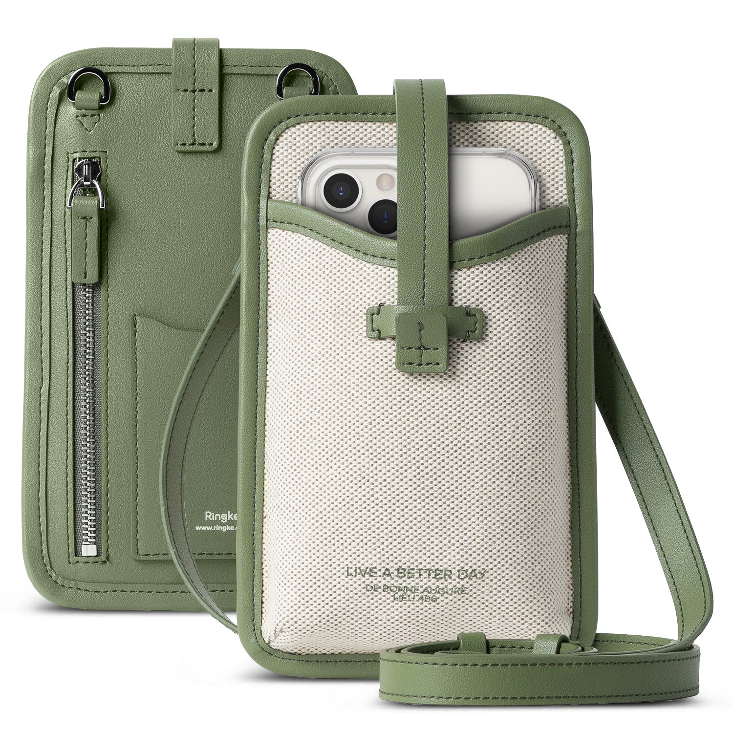 ringke mini cross bag wallet for smartphones - dark olive