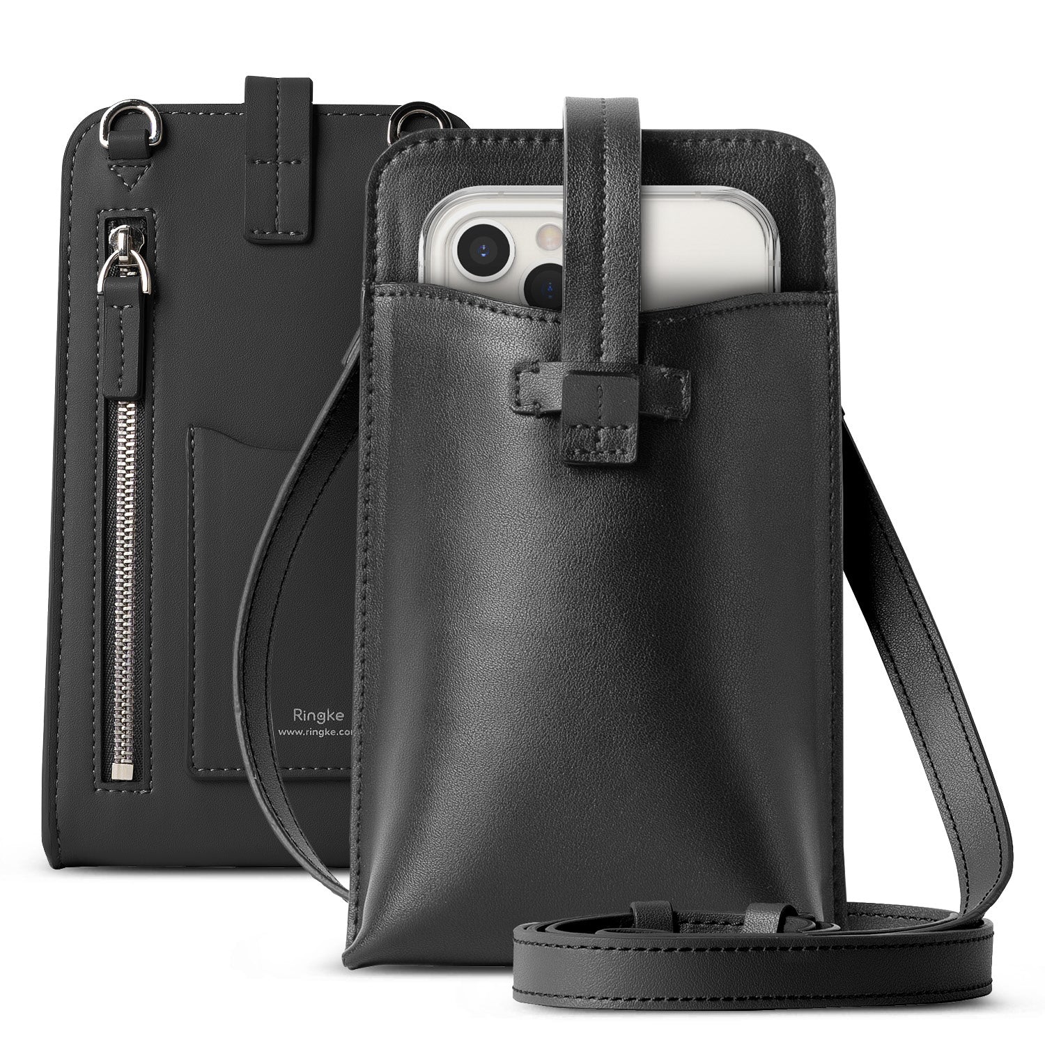 ringke mini cross bag pu leather for smart devices - black