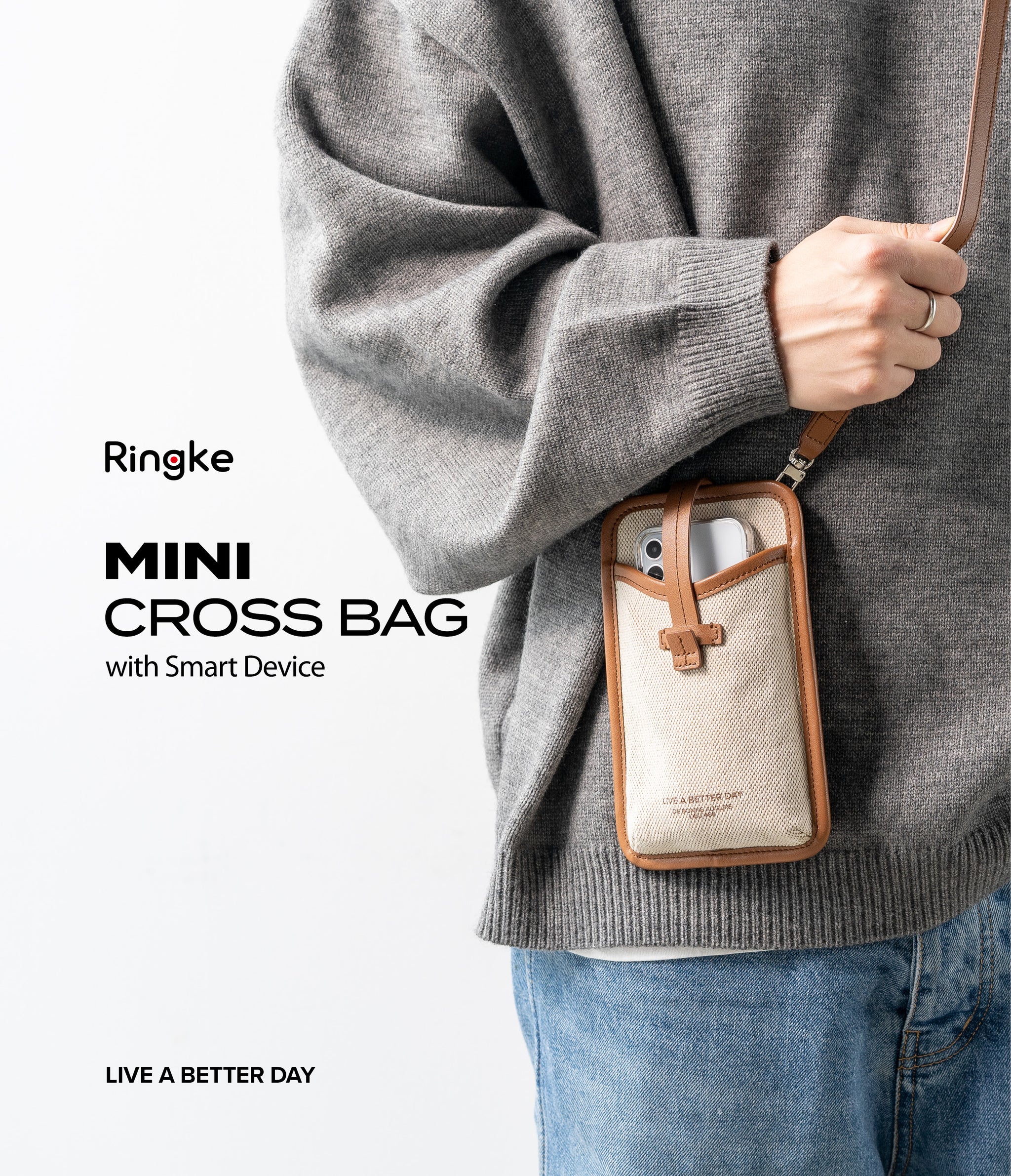 ringke mini cross bag wallet for smartphones, devices