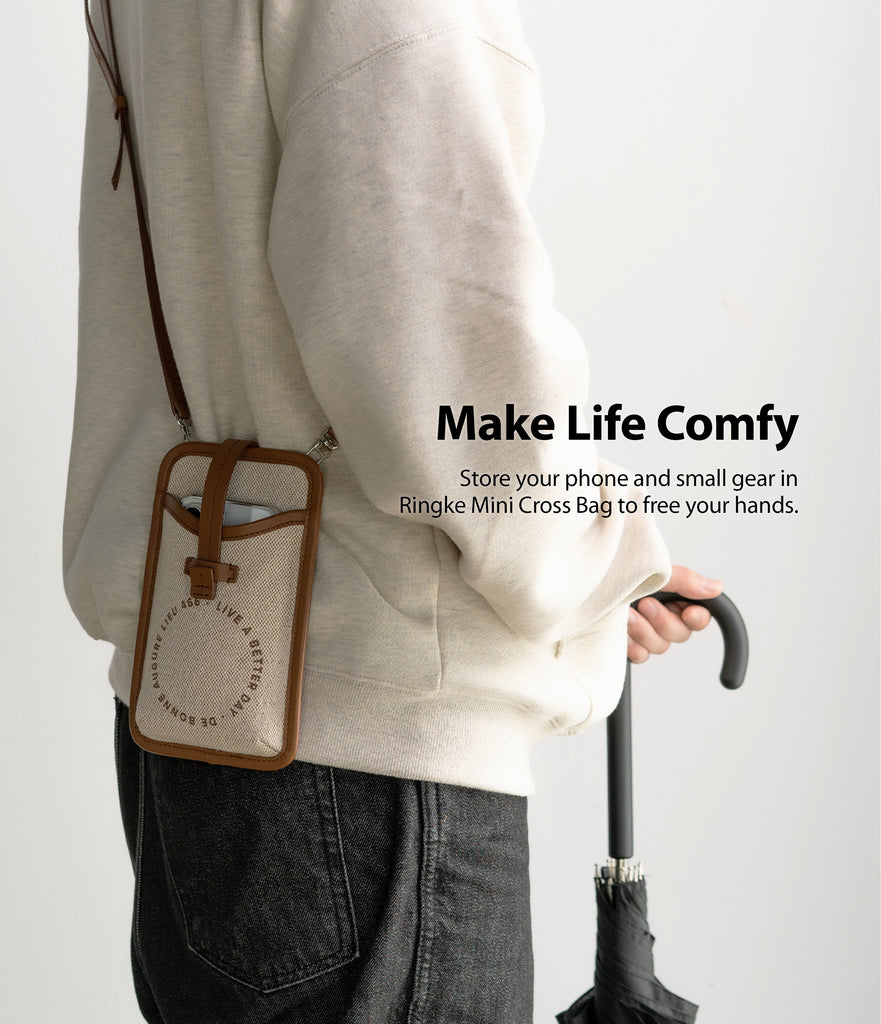 store your phone and small gear in ringke mini cross bag to free your hands