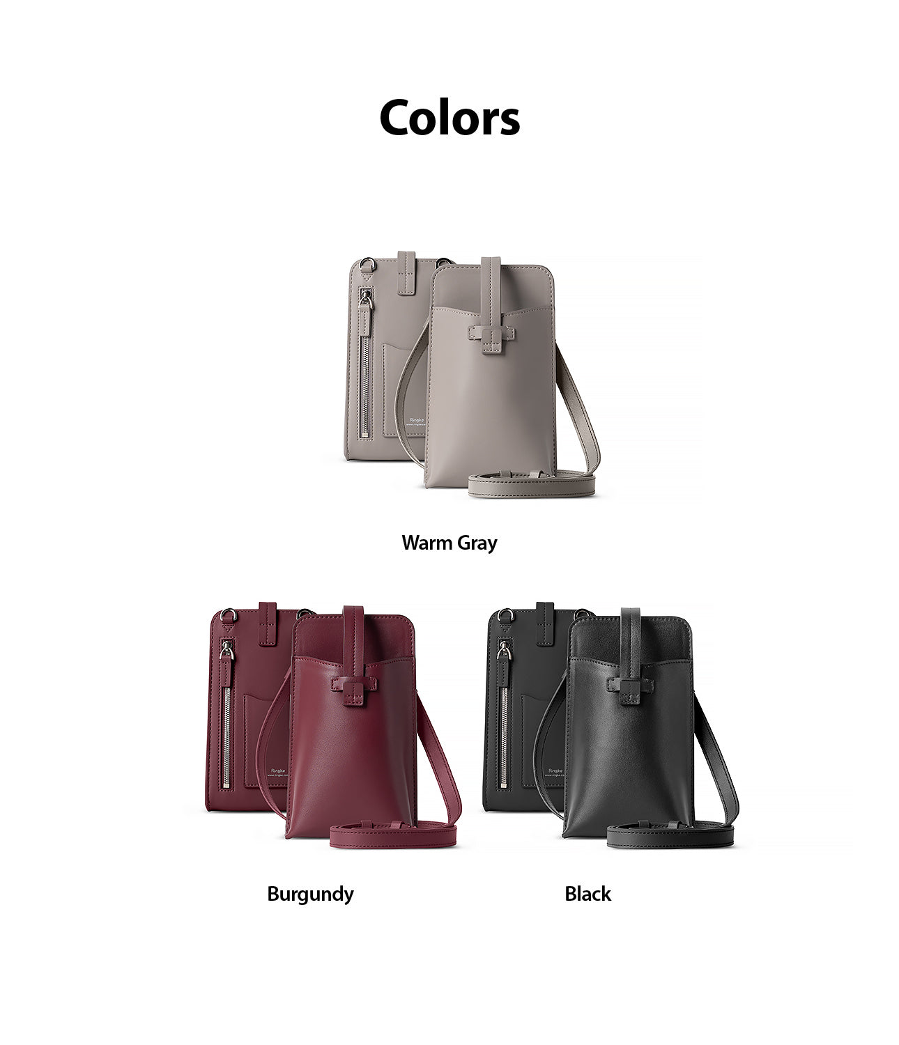 colors - black, burgundy, warm gray
