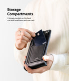 2 storage pockets on the back can hold small items and one card