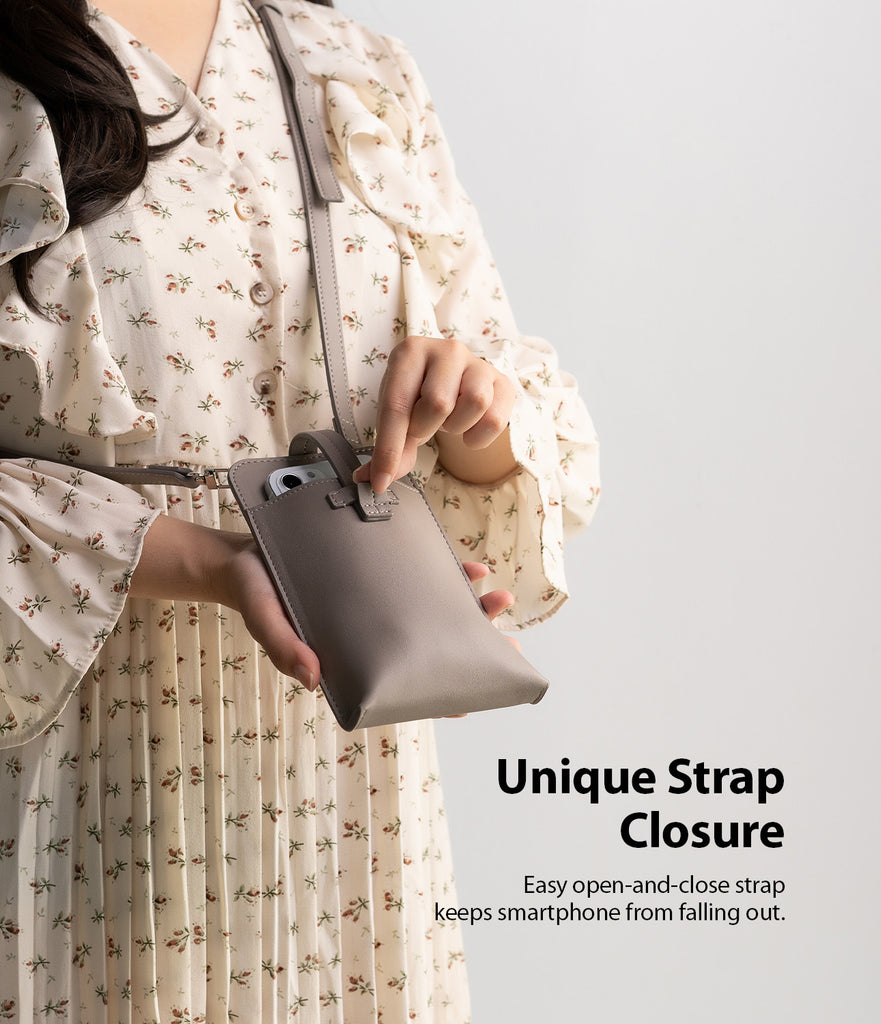 easy open and close strap keeps smartphone from falling out